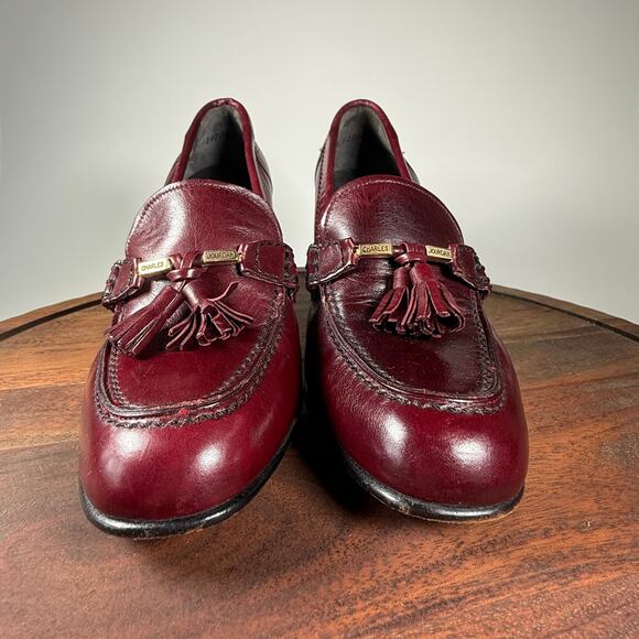 VTG Charles Jourdan Paris Vintage Tassel Heeled Loafers Burgundy Leather Sz 6.5 - Picture 7 of 13